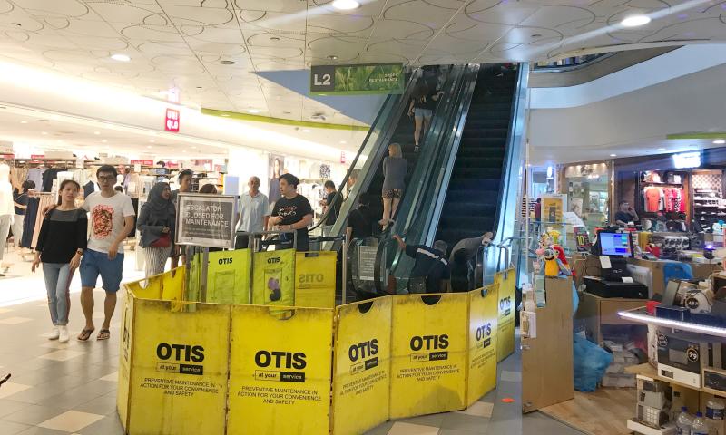 Moving escalator steps at Tampines One collapses, yet another mall face failing facade